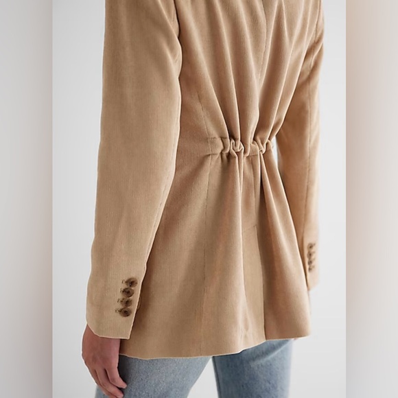 Express Corduroy Cinched Boyfriend Blazer - Picture 4 of 11